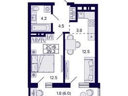 Продается 2-комнатная квартира ЖК Grando (Грандо), 39.3 м², 8500000 рублей