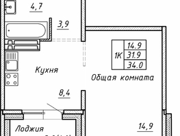 Продается 1-комнатная квартира ЖК Гренландия, Лес дом №5, 34  м², 4750000 рублей