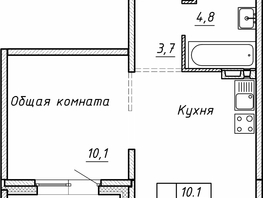 Продается 1-комнатная квартира ЖК Гренландия, Лес дом №5, 33.9  м², 6450000 рублей