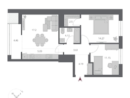 Продается 3-комнатная квартира ЖК Беринг, дом 3, 66.59  м&sup2;, 11950000 рублей