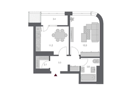 Продается 1-комнатная квартира ЖК Беринг, дом 3, 42.56  м², 7650000 рублей