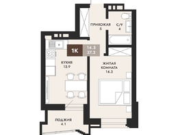 Продается 1-комнатная квартира ЖК Паскаль, секция 1, 38.6 м², 7642800 рублей