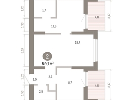 Продается 2-комнатная квартира ЖК Лебедевский квартал, дом 1, 59.7  м², 9270000 рублей