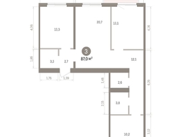 Продается 3-комнатная квартира ЖК Пшеница, дом 5.2, 87.04  м&sup2;, 12420000 рублей
