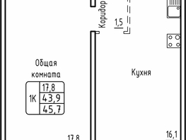Продается 1-комнатная квартира ЖК Самоцветы, Бирюза дом 1, 45.7 м², 4750000 рублей