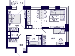 Продается 3-комнатная квартира ЖК Citatum (Цитатум), 56.3  м², 9900000 рублей