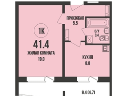 Продается 1-комнатная квартира ЖК Династия, дом 904, 41.4 м², 5160000 рублей