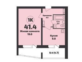 Продается 1-комнатная квартира ЖК Приозерный, дом 712 серия Life, 41.4 м², 5300000 рублей