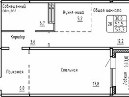 Продается 2-комнатная квартира ЖК Самоцветы, Бирюза дом 2, 53.3  м², 7550000 рублей