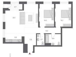 Продается 3-комнатная квартира ЖК ОСКАР, дом 1, 100.9  м², 20900000 рублей