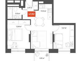 Продается 2-комнатная квартира ЖК ЩА, 47.61  м², 10250000 рублей