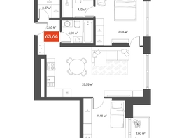 Продается 2-комнатная квартира ЖК ЩА, 62.78  м², 11250000 рублей