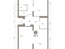 Продается 2-комнатная квартира ЖК Лебедевский квартал, дом 1, 97.1  м², 15730000 рублей