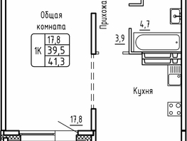 Продается 1-комнатная квартира ЖК Самоцветы, Бирюза дом 1, 41.3  м², 4100000 рублей