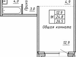Продается 1-комнатная квартира ЖК Гренландия, Лес дом №5, 26.5  м², 4050000 рублей