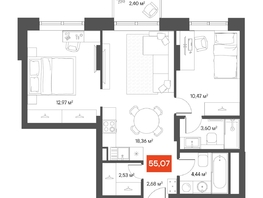 Продается 2-комнатная квартира ЖК ЩА, 58.65  м², 10490000 рублей