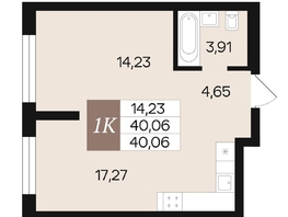 Продается 1-комнатная квартира ЖК Роза ветров, 40.06  м², 5776652 рублей