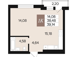 Продается 1-комнатная квартира ЖК Роза ветров, 39.14  м², 5361788 рублей