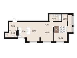 Продается 3-комнатная квартира ЖК Роза ветров, 69.77  м², 8767298 рублей