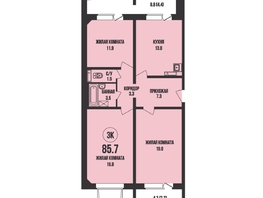 Продается 3-комнатная квартира ЖК Династия, дом 908, 85.7  м&sup2;, 9100000 рублей