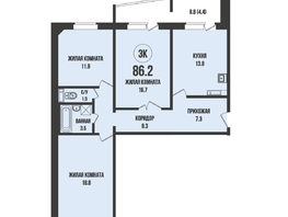 Продается 3-комнатная квартира ЖК Династия, дом 912, 86.2  м², 9200000 рублей