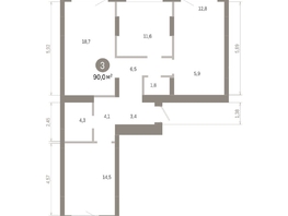 Продается 3-комнатная квартира ЖК Лебедевский квартал, дом 1, 90  м², 11310000 рублей