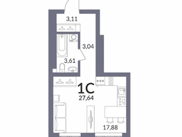 Продается Студия ЖК Горская Лагуна, корпус 2, 27.64  м², 6803000 рублей