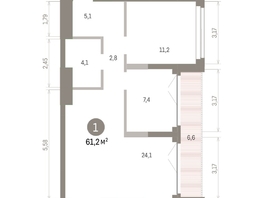 Продается 1-комнатная квартира ЖК Европейский берег, дом 45, 61.15  м&sup2;, 11680000 рублей
