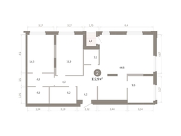 Продается 2-комнатная квартира ЖК Город на озере, 112.92  м&sup2;, 23850000 рублей