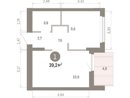 Продается 1-комнатная квартира ЖК Пшеница, 6.1, 39.24  м&sup2;, 6430000 рублей