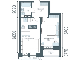 Продается 1-комнатная квартира  Кварталы Немировича, 2 очередь, 48.8  м&sup2;, 7940000 рублей