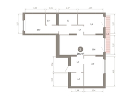 Продается 3-комнатная квартира ЖК Лебедевский квартал, дом 1, 90.2  м&sup2;, 12210000 рублей