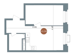 Продается 1-комнатная квартира ЖК 19/56 Кварталы Телецентра, сек 2, 42.8  м&sup2;, 7190000 рублей