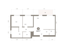 Продается 3-комнатная квартира ЖК Пшеница, дом 5.2, 89  м&sup2;, 11820000 рублей