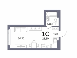 Продается Студия ЖК Горская Лагуна, корпус 2, 28.8  м&sup2;, 6752000 рублей