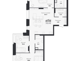 Продается 4-комнатная квартира ЖК Ясный берег, дом 19, бс 2-5, 102.24  м&sup2;, 14422000 рублей