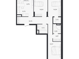 Продается 4-комнатная квартира ЖК Ясный берег, дом 19, бс 2-5, 89.14  м&sup2;, 14800000 рублей