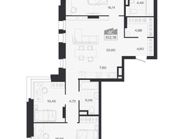 Продается 4-комнатная квартира ЖК Ясный берег, дом 19, бс 2-5, 102.07  м&sup2;, 17032000 рублей