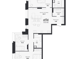 Продается 4-комнатная квартира ЖК Ясный берег, дом 19, бс 2-5, 101.86  м&sup2;, 18936000 рублей