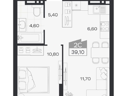 Продается 2-комнатная квартира ЖК Ясный берег, дом 32, 39.1  м&sup2;, 7400000 рублей