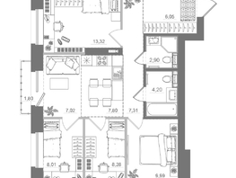 Продается 4-комнатная квартира ЖК Спектр, дом 10, 76.62  м&sup2;, 14590000 рублей
