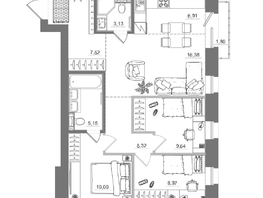 Продается 3-комнатная квартира ЖК Спектр, дом 10, 74.49  м&sup2;, 13590000 рублей
