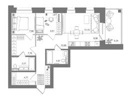 Продается 2-комнатная квартира ЖК Спектр, дом 10, 78.92  м&sup2;, 12890000 рублей