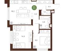 Продается 3-комнатная квартира ЖК Ясный берег, дом 32, 59.9  м&sup2;, 9449000 рублей