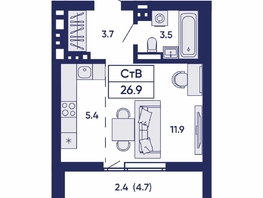 Продается Студия ЖК Горизонт, дом 2, 26.9  м&sup2;, 5100000 рублей