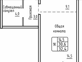 Продается 1-комнатная квартира ЖК Самоцветы, Бирюза дом 2, 32.4  м&sup2;, 5300365 рублей