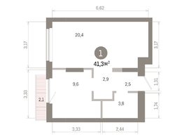 Продается 1-комнатная квартира ЖК Лебедевский квартал, дом 1, 41.3  м&sup2;, 7550000 рублей