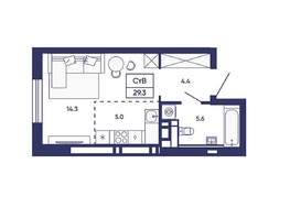 Продается Студия ЖК Сподвижники, дом 2, 29.3  м&sup2;, 4350000 рублей