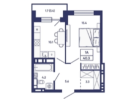 Продается 1-комнатная квартира ЖК Сподвижники, дом 2, 40.3  м&sup2;, 5500000 рублей