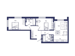 Продается 3-комнатная квартира ЖК Сподвижники, дом 3, 67.2  м&sup2;, 7550000 рублей